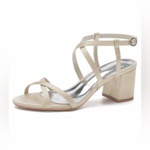 Elegant White Block Heels with Strappy Design